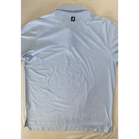 FootJoy Stretch Microfiber Polo Golf Shirt. Heather Blue, Houndstooth Placket XL - Picture 6 of 7